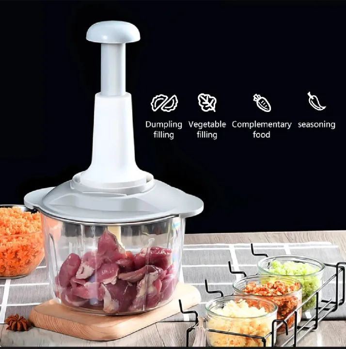 2 Liter Hand Operated Chopper for Meat Vegetables Manual Chopper Machine
