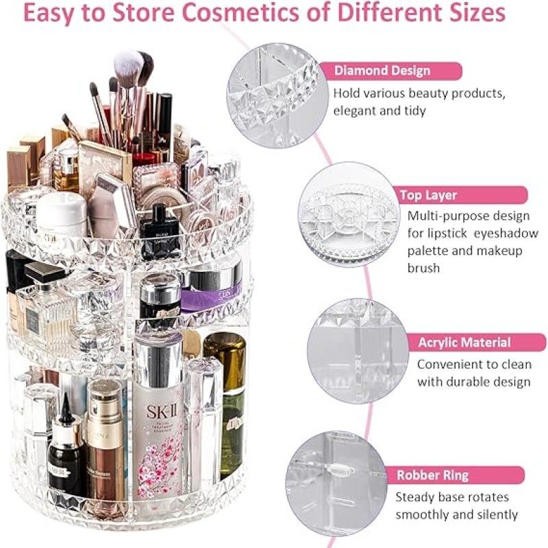360 Rotating Diamond Cut Cosmetic Organizer Cosmetic Organizer Diamond 360 360 Rotating Diamond Cut Cosmetic Organizer Cosmetic Organizer Diamond 360
