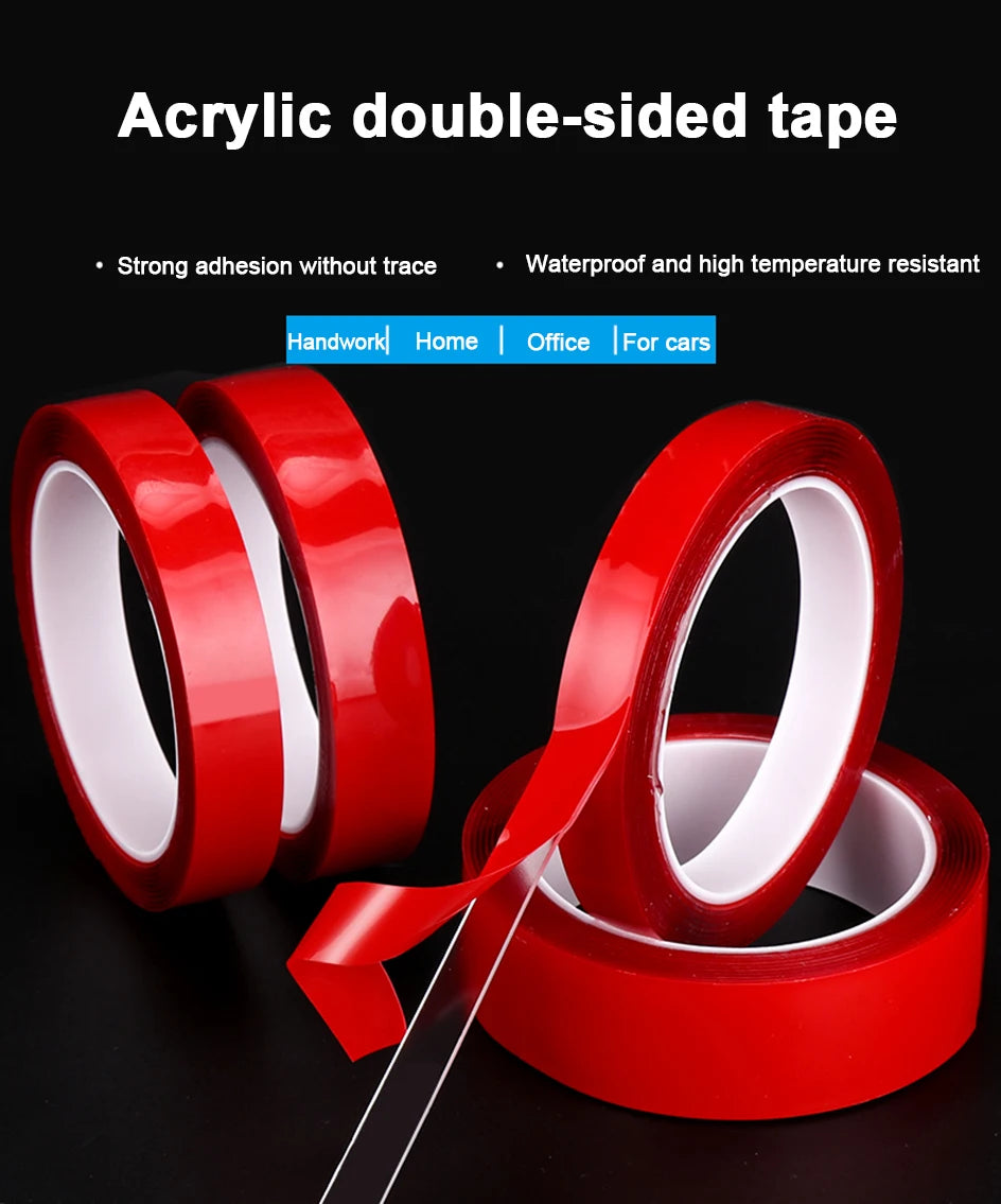 10M Double Sided Adhesive Tape Transparent Acrylic Waterproof Strong Mounting Tape Strip No Trace 5MM-35MM Width for Wall Decor