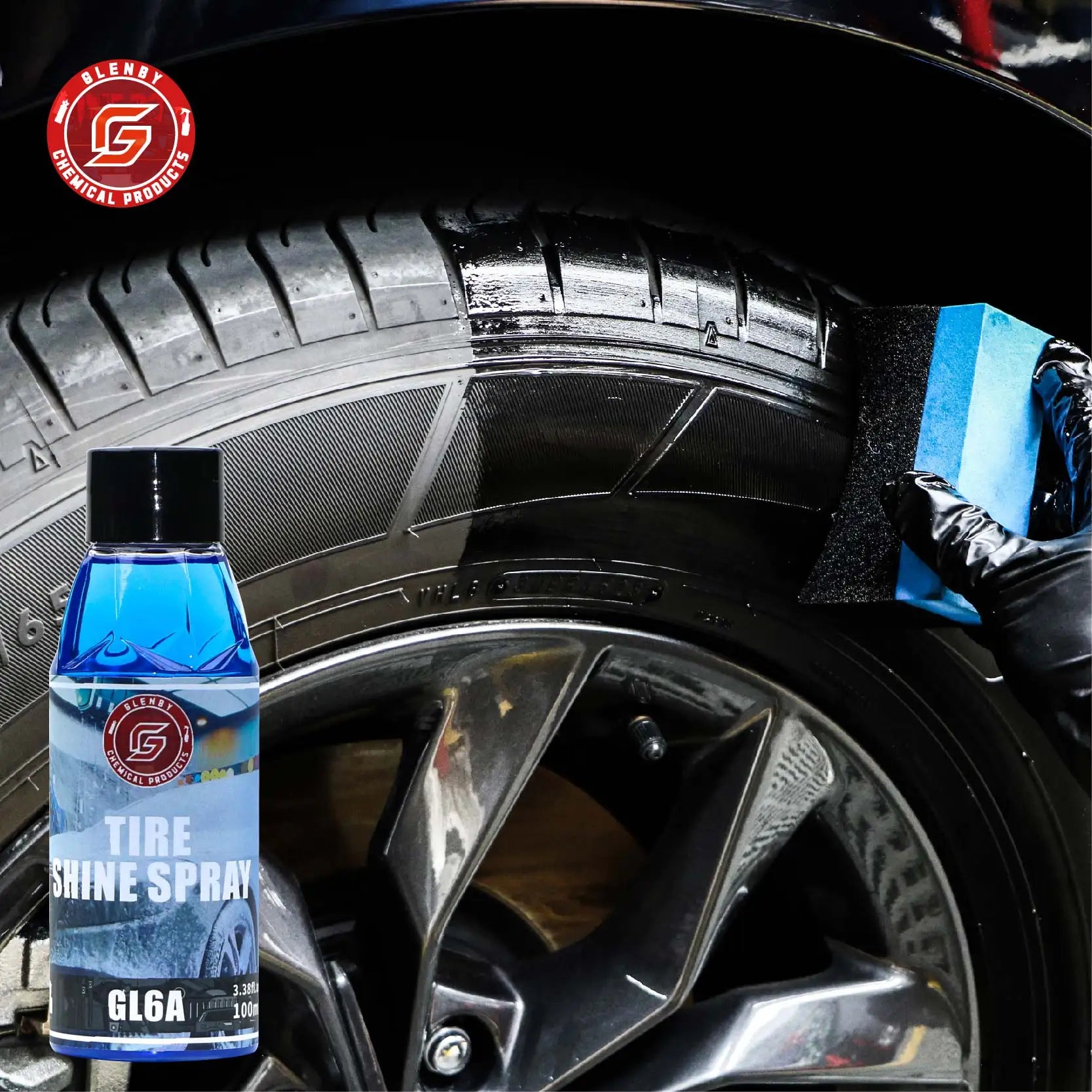 Glenby GL6A Tire Wet Specially Formulated Tire Shine Keep Them Looking Wet Black and Glossy With One Quick Spray