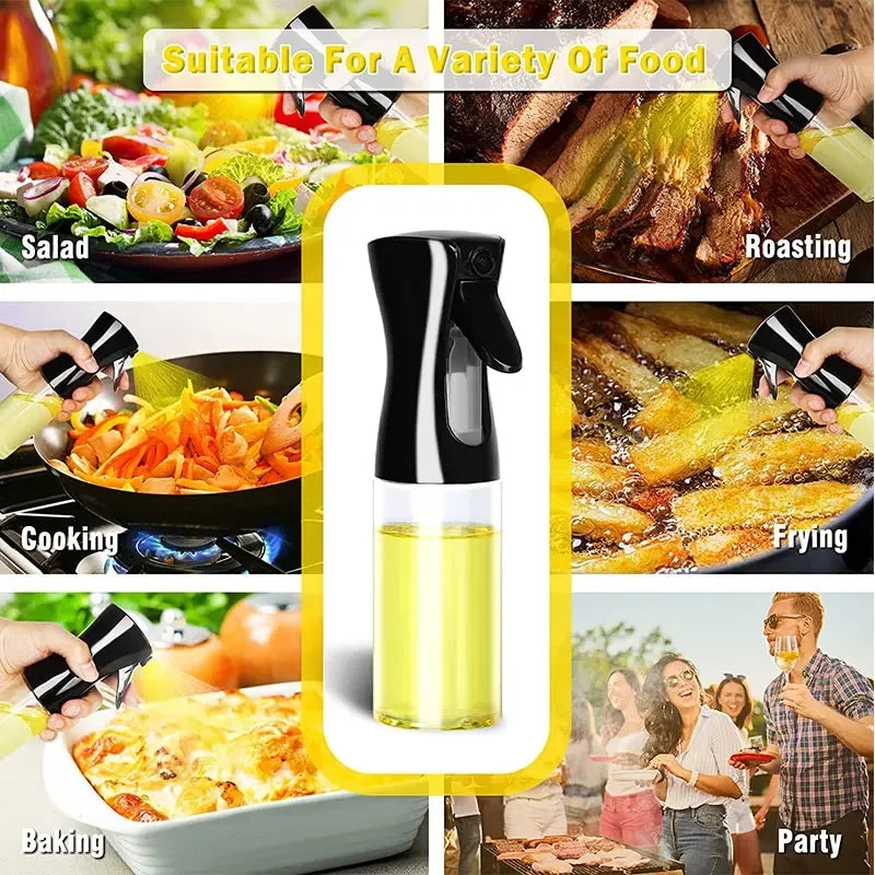200/300/500mlOil Spray Plastic Household Kitchen Oil Spray Bottle Nebulizing Mist Filling Cooking Dual Use BBQ Camping Dispenser