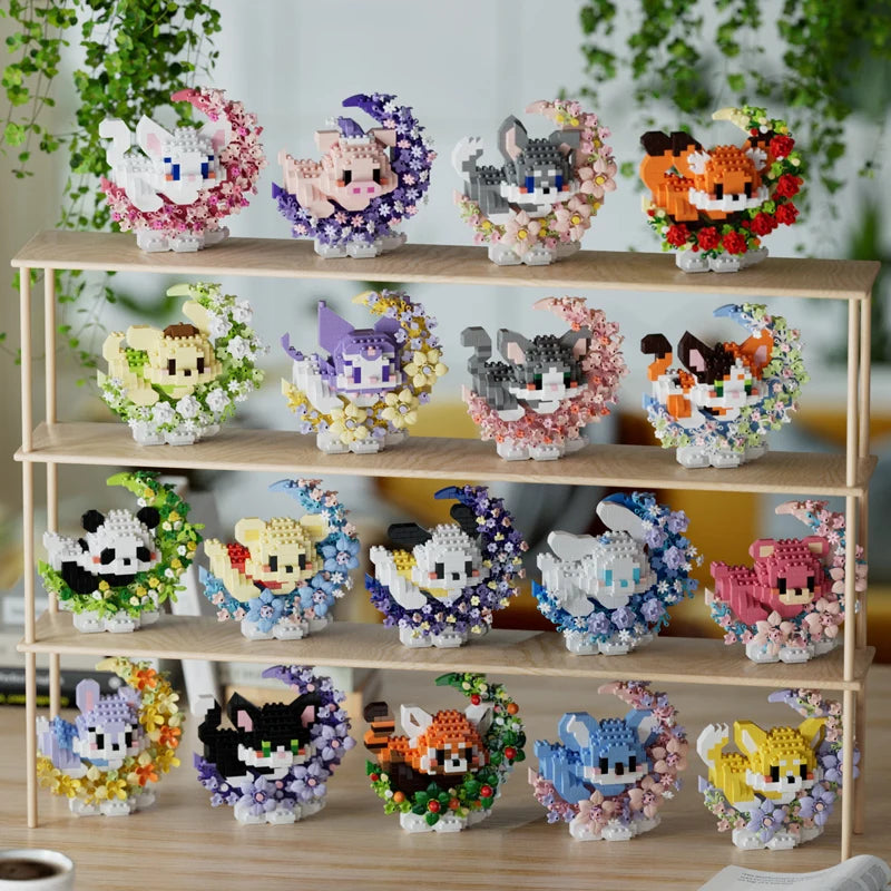 Mini Dog Cat panda raccoon Cute Pet Small Building Block Model Series Ornaments Children's Toy Christmas Birthday Gifts for Kids