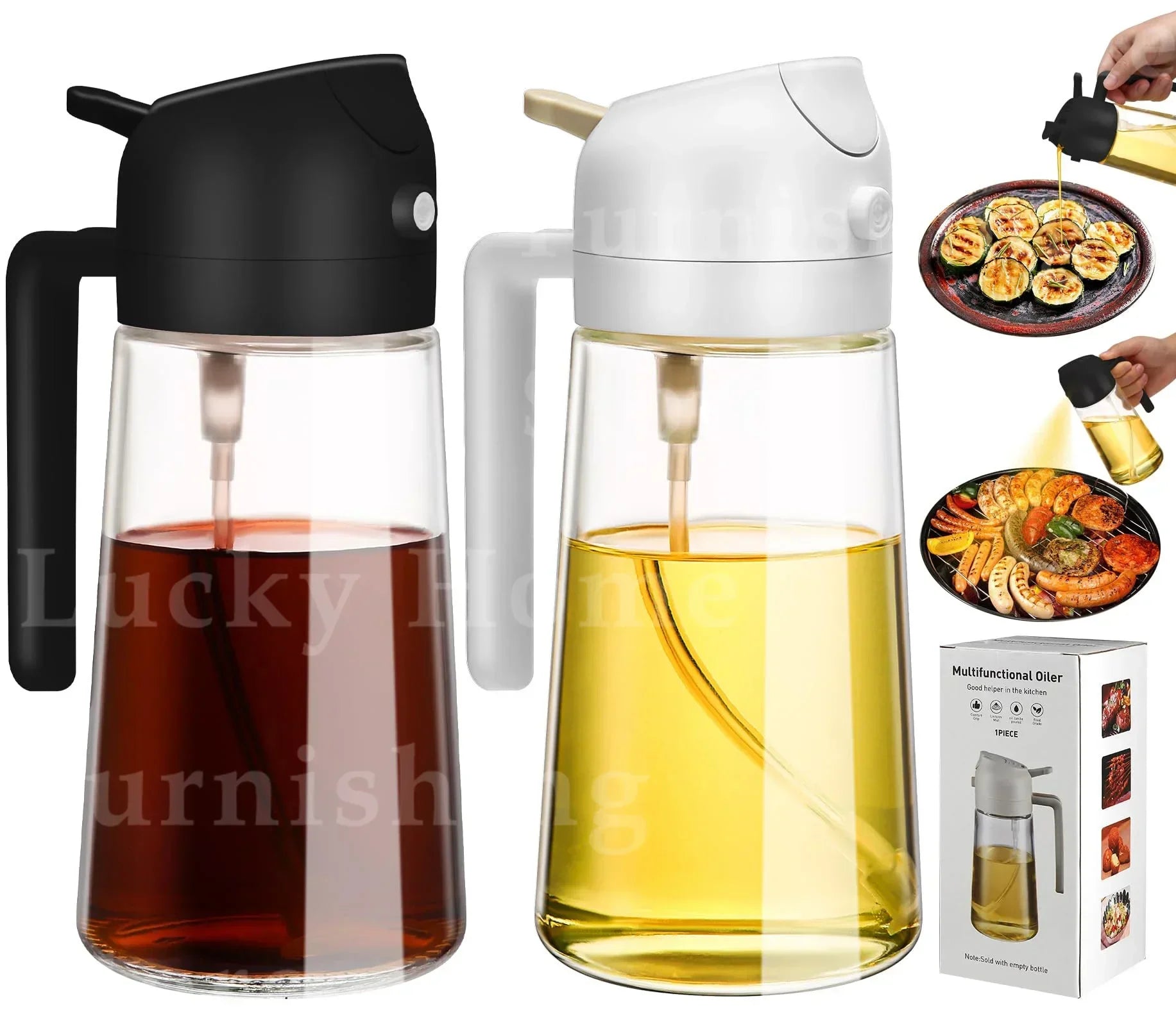 2pc Oil Sprayer Spray for 2 in 1 500ml Oil Sprayer & Pourer Plastic Spray Bottle Kitchen Gadget Sets Accessories for Camping BBQ