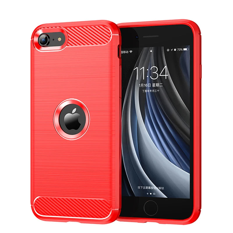 For iPhone SE 2020 Case For iPhone SE 2020 Cover Shockproof Original Silicone Luxury Brushed TPU Phone Case For iPhone SE 2020