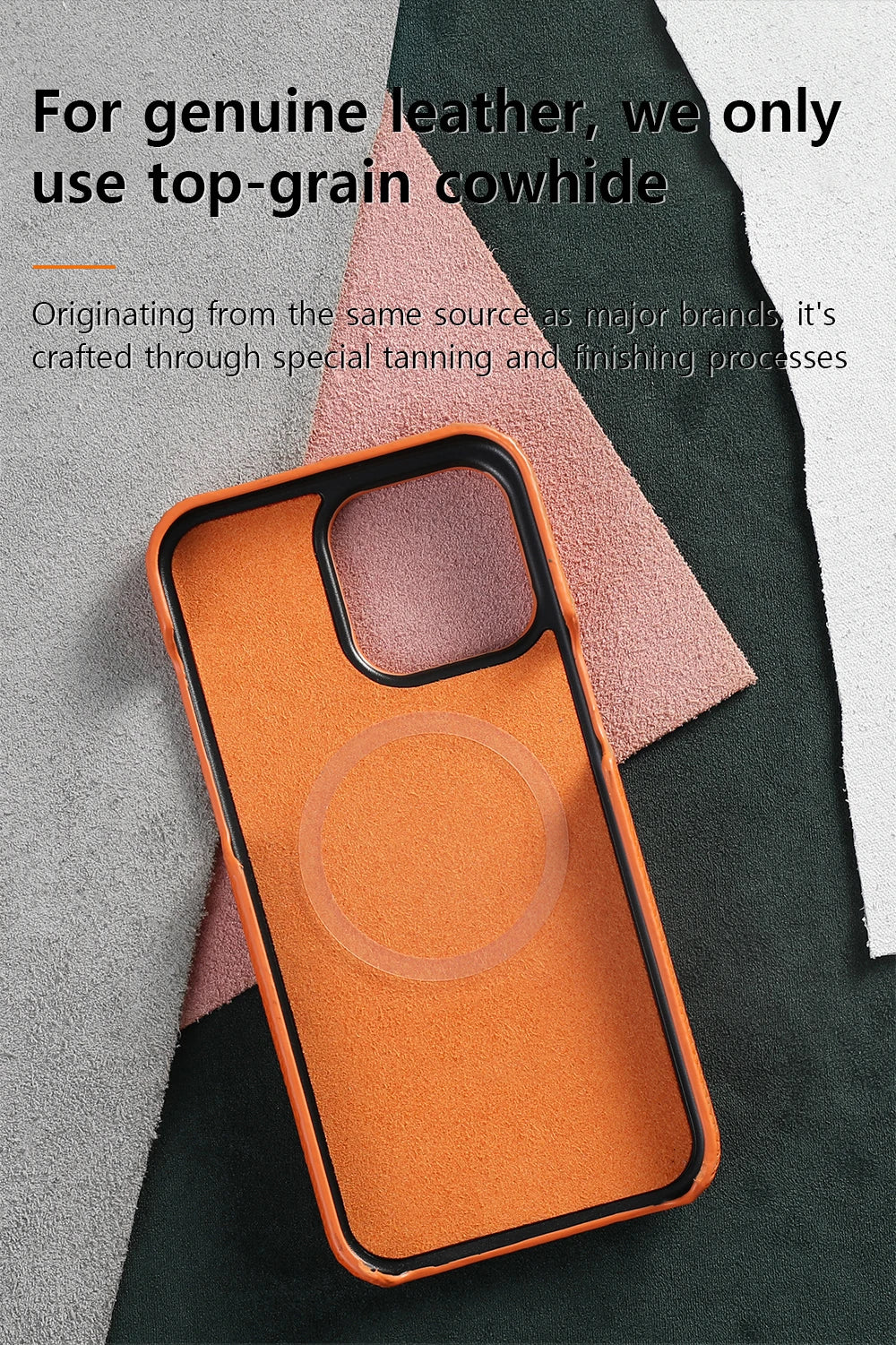 for Magsafe Case for iPhone 17 15 16 Pro Max Air 16Pro Natural Cowhide Lychee Leather Magnetic Protector Luxury Phone Back Cover