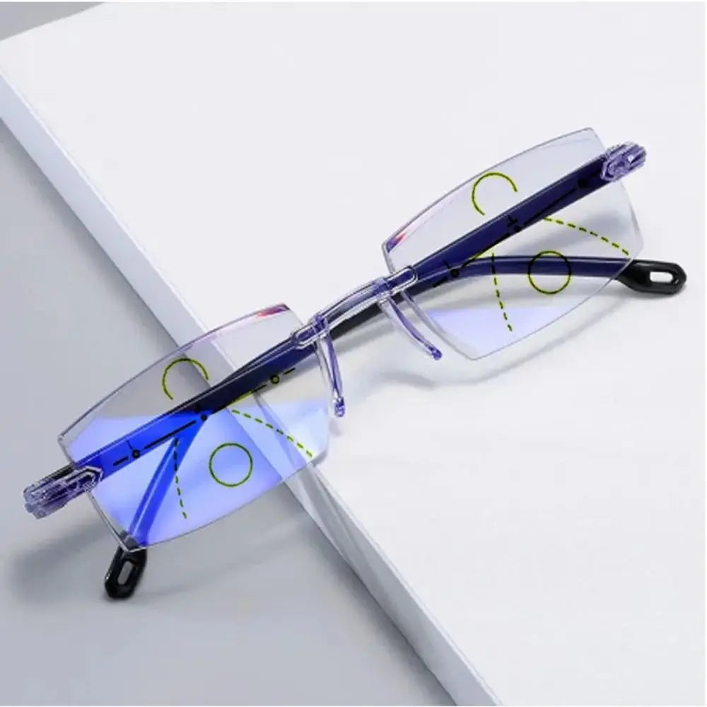 Intelligent Zoom Anti-blue Light Reading Glasses Frameless Cutting Edge Presbyopic Glasses Men and Women Presbyopic Glasses