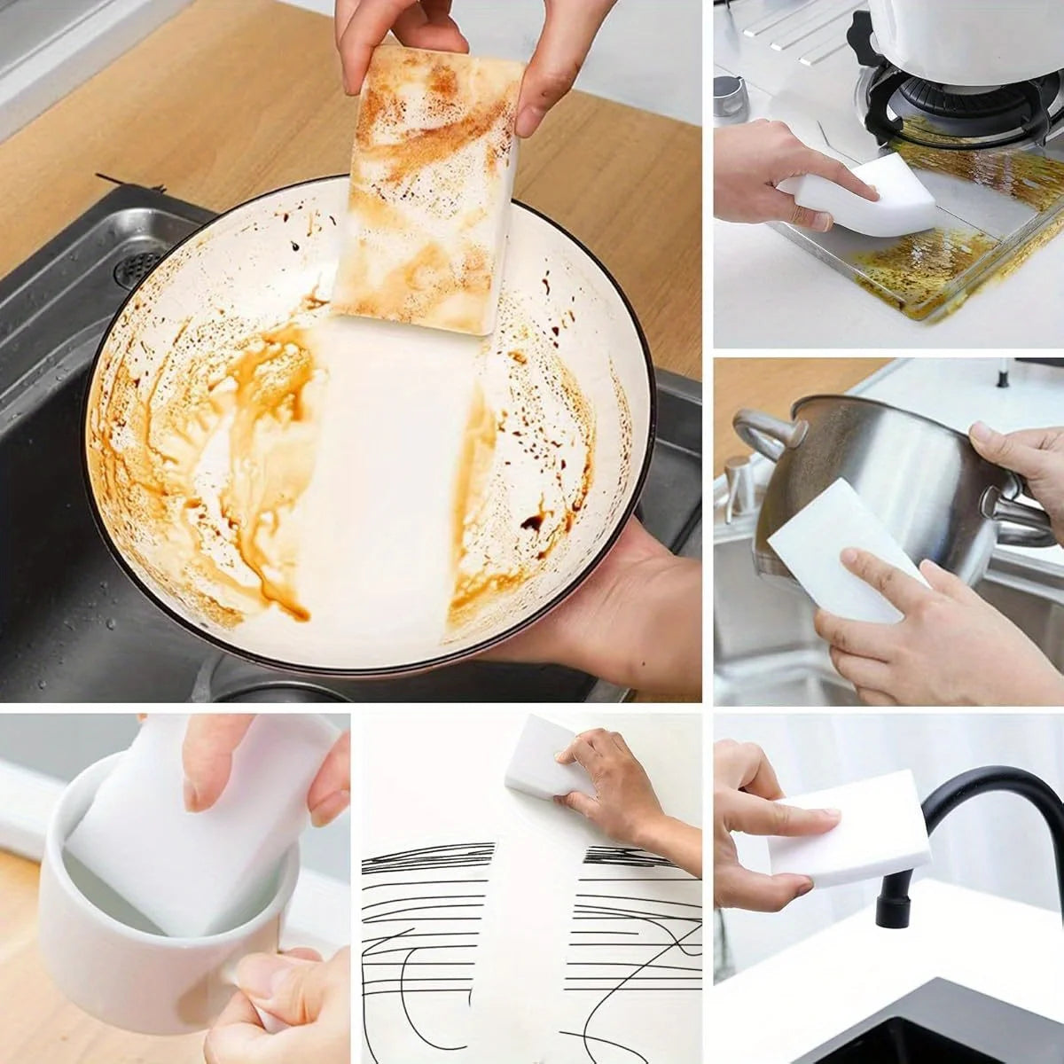 20Pcs Sponge Eraser Melamine Sponge Cleaner Kitchen Cleaning Sponge For Dish Wash Household Bathroom Cleaning Tools 100x60x20MM