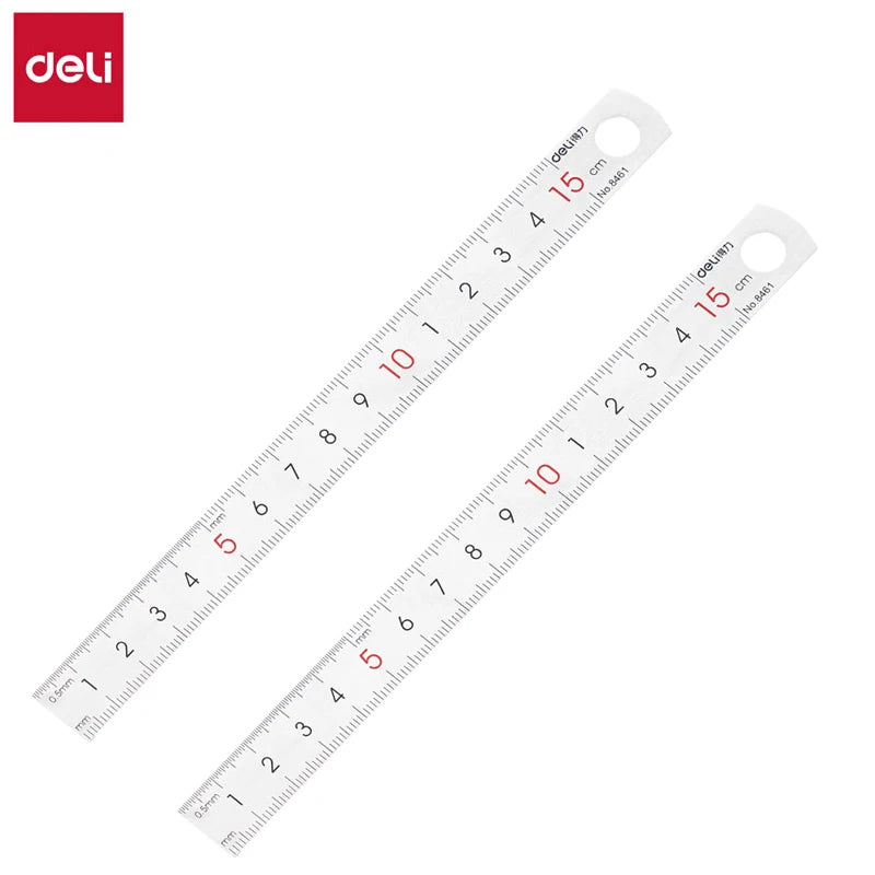 Deli Stainless Steel Ruler for Students And Woodworkers Straight Edge Measuring Tool for Drawing And Drafting 15/20/30/50cm