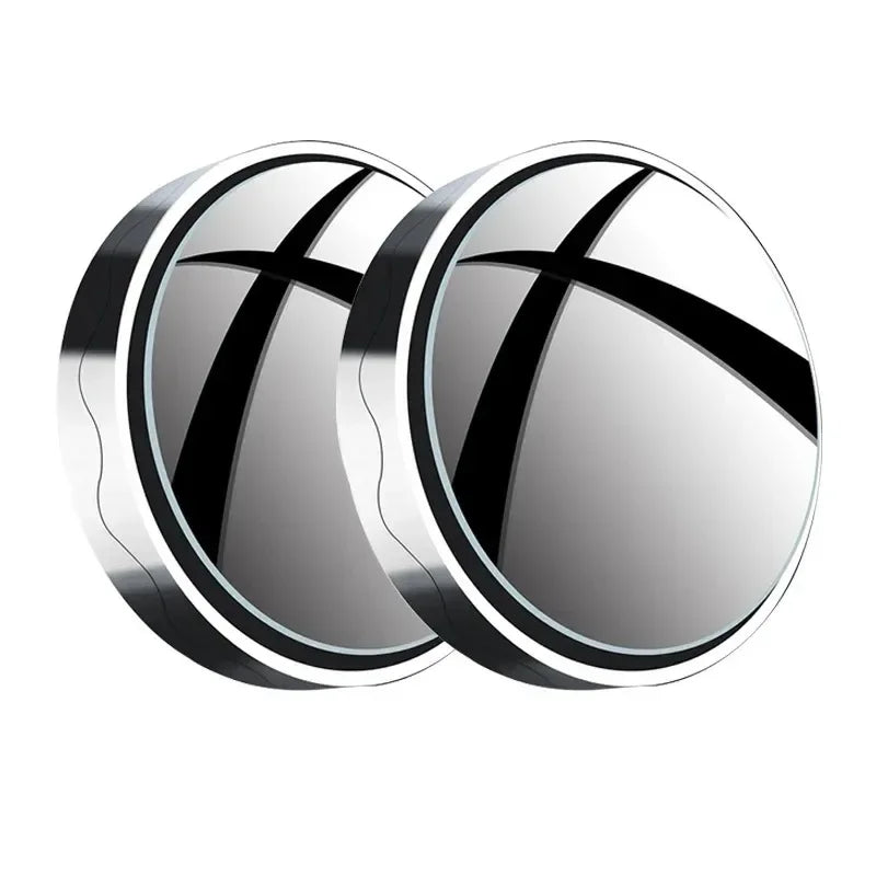 2pcs convex mounted auxiliary rear-view mirror 360 degree rotation wide-angle round frame blind spot accessory
