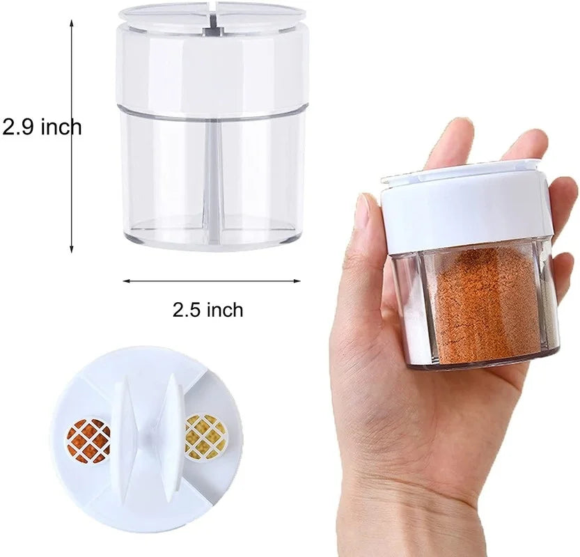 4 in 1 Plastic Dispenser Camping Spice Containers with Sealed lid, Seasoning Spice Shaker Travel Camping Spice Kit for Cooking