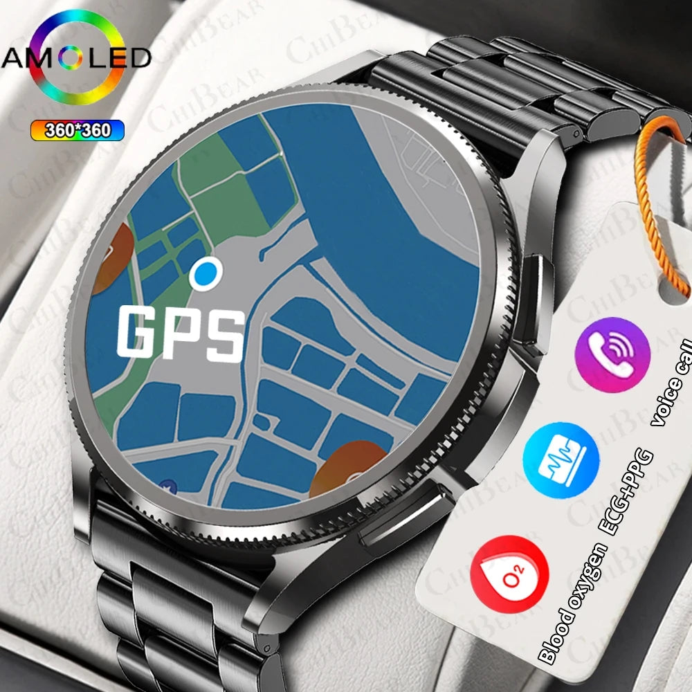 2025 New Smart Watch 6 Classic Smart Watch Fashion Men Sports Fitness Waterproof Heart Rate AMOLED HD Bluetooth Call Smartwatch