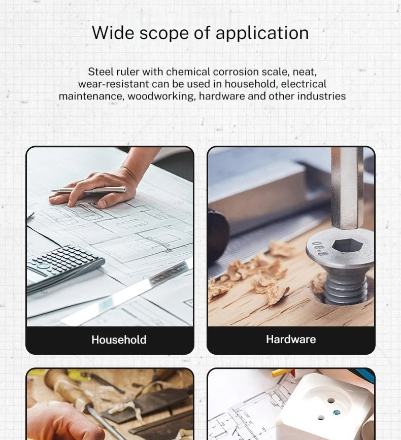 Deli Stainless Steel Ruler for Students And Woodworkers Straight Edge Measuring Tool for Drawing And Drafting 15/20/30/50cm