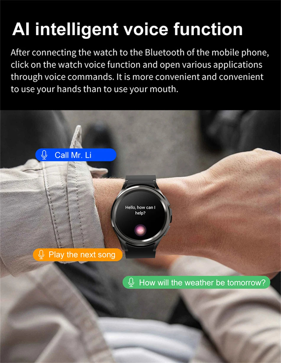 2025 New Smart Watch 6 Classic Smart Watch Fashion Men Sports Fitness Waterproof Heart Rate AMOLED HD Bluetooth Call Smartwatch