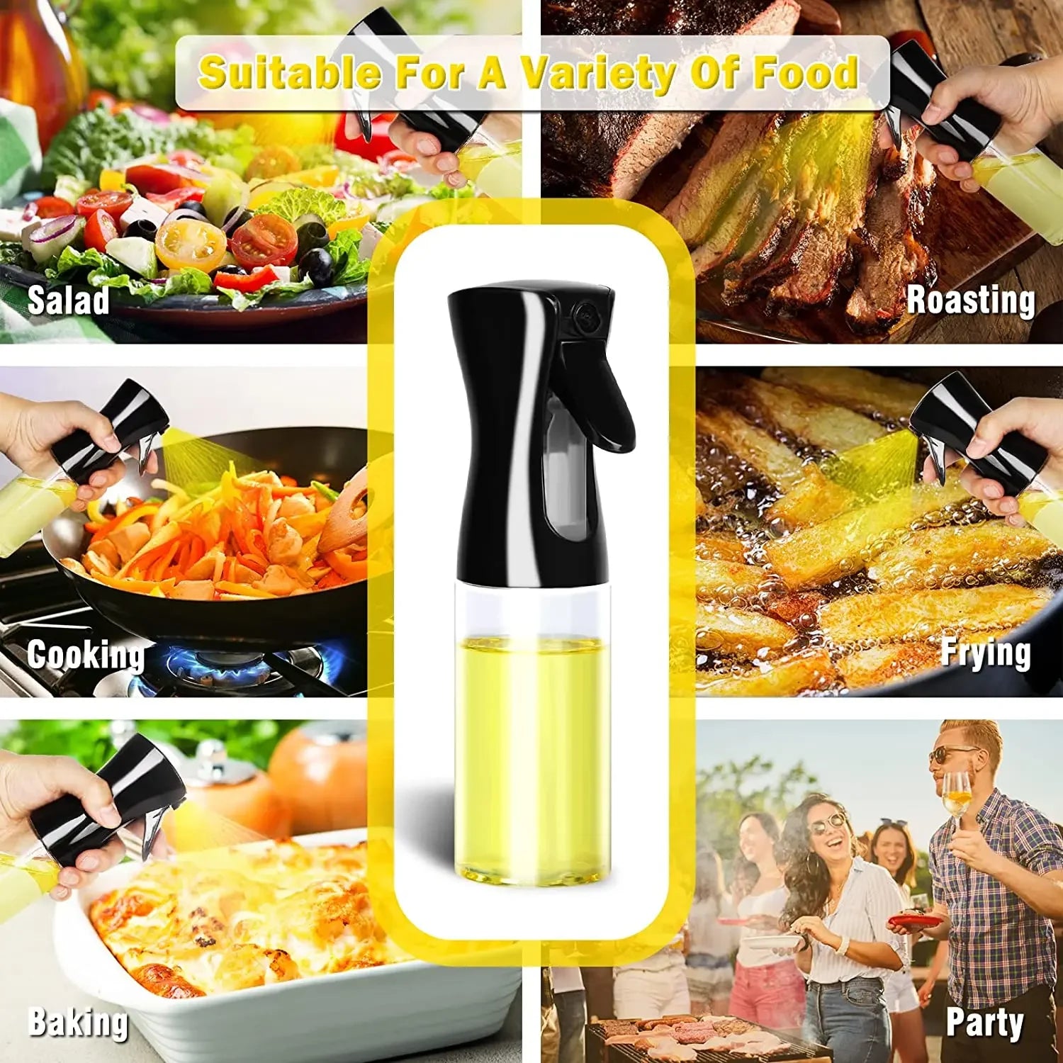 200/300/500mlOil Spray Plastic Household Kitchen Oil Spray Bottle Nebulizing Mist Filling Cooking Dual Use BBQ Camping Dispenser