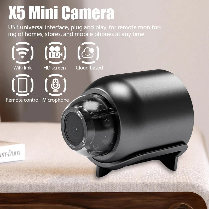 1080P HD Mini Camera WiFi Wireless HD Night Vision Camera Home X5 Remote Camera Kids Pet Safety Monitoring