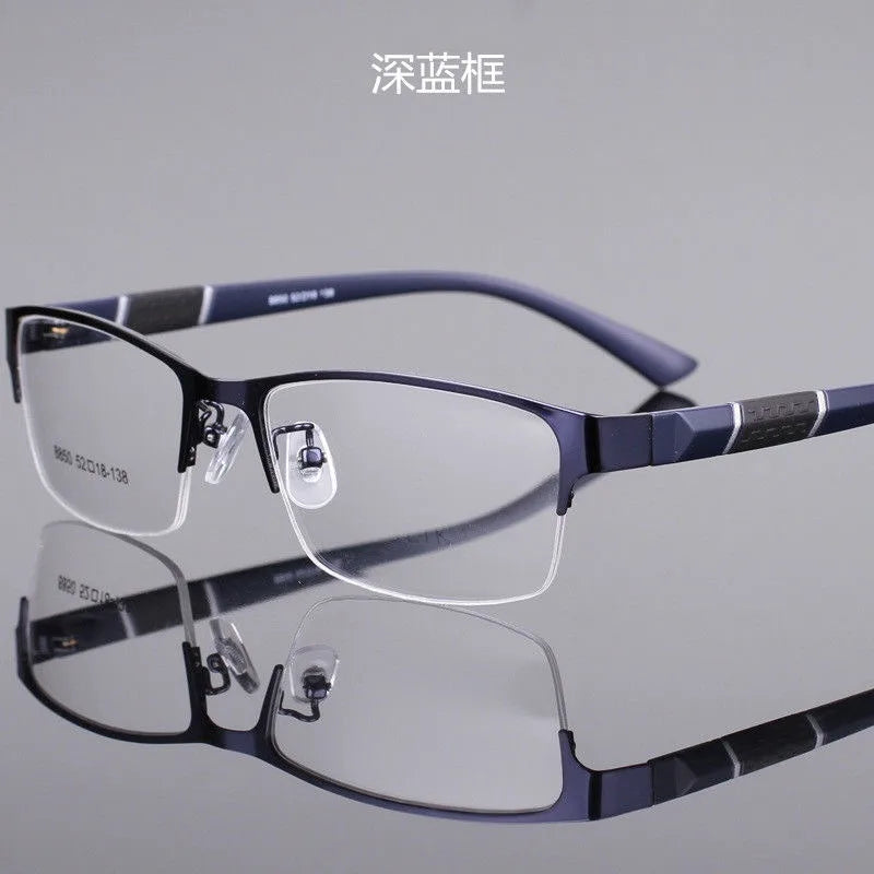 Glasses Men Anti-Blue Light Business Reading Glasses Vintage Half Frame Eye Protection Ultra Light Office Eyeglasses