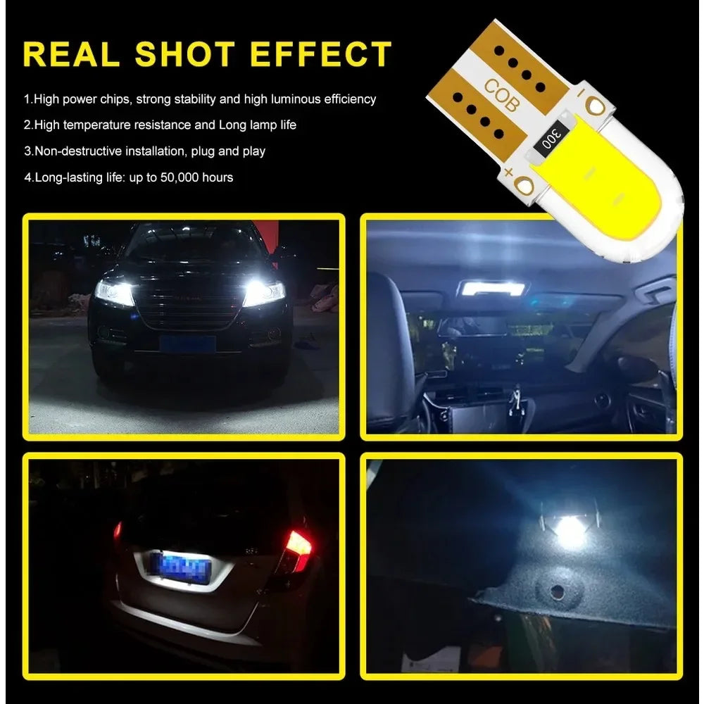 20X LED T10 Led 194 168 W5W COB Led Car Wedge Bulb Auto Interior Dome Reading Light Parking Lamp  License Plate Light