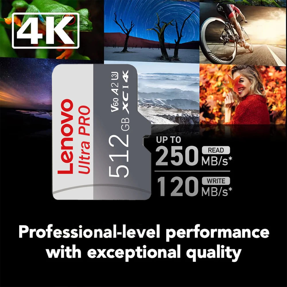 Lenovo Micro TF SD Card High Speed Transfer Ultra SD Memory Card U3 A2 TF Flash Cards for Phone Camera Table PC 2TB 1TB 128GB