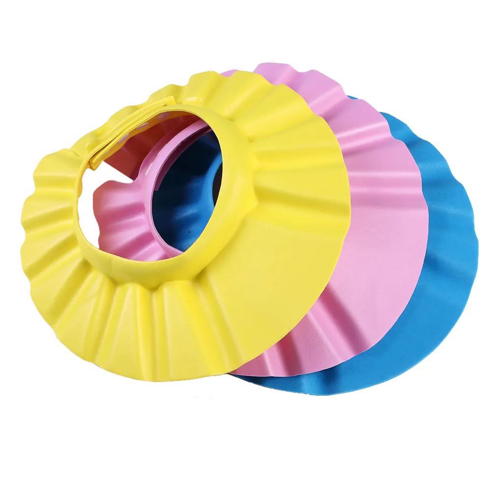 Baby Shower Cap Children Safe Bath Bathing Shampoo Caps Wash Hair Adjustable Elastic Shield for Kids Protective Bath Accessories (Random Color)