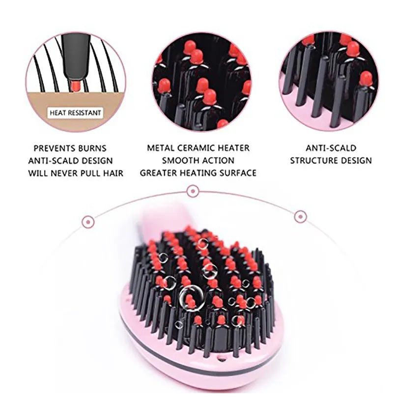 Digital Fast Brush Electric Hair Straightener