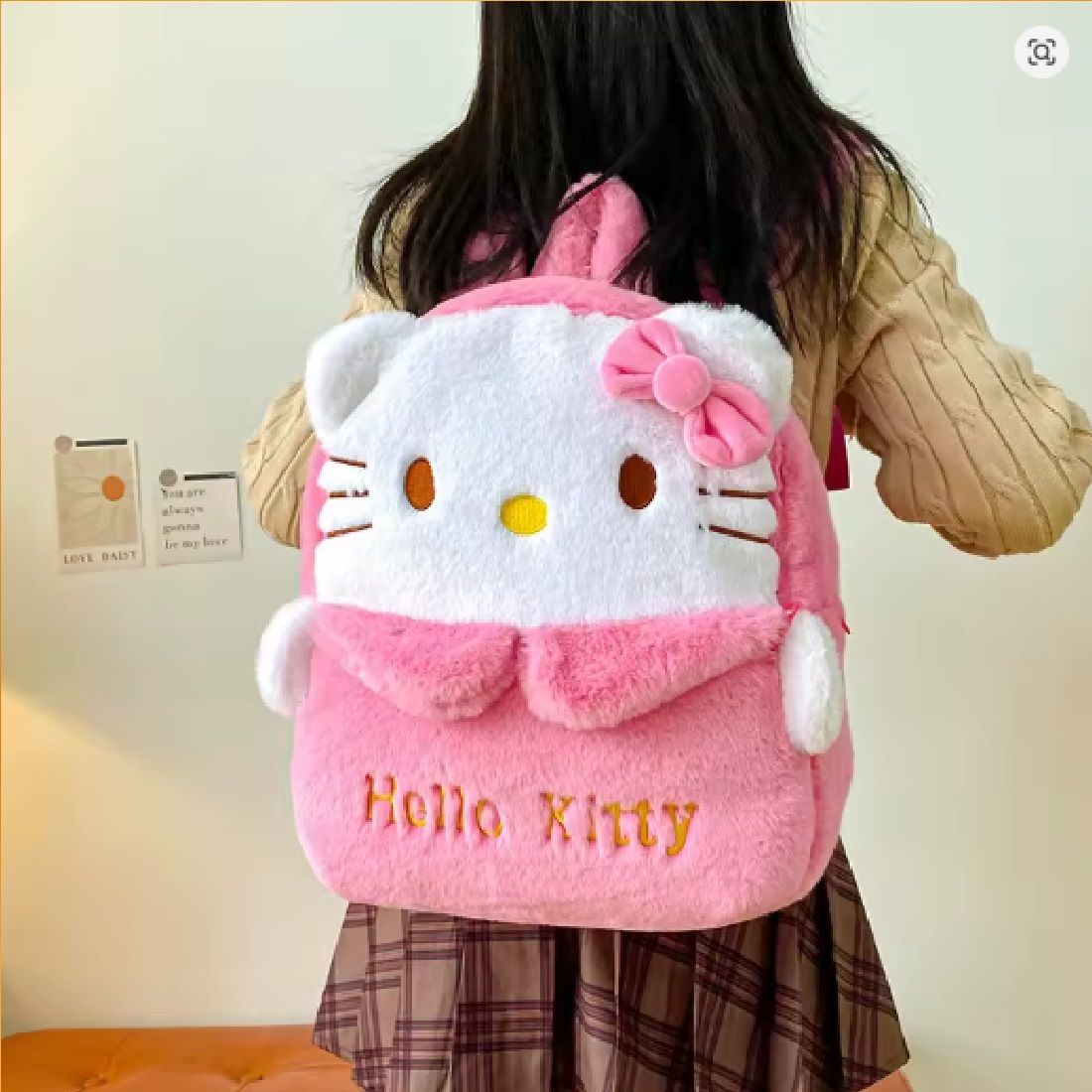Hello Kitty My Melody Kuromi Plush Backpack Kawaii Anime School Travel Bag