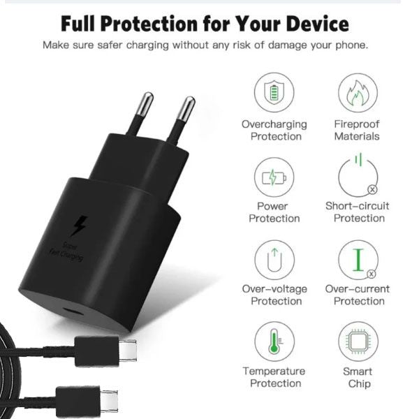 45W Samsung Super Fast Charger with Type C to Type C Cable (Global Certified Charger) Pd Charger For all Mobile Phone 45W Samsung Super Fast Charger with Type C to Type C Cable (Global Certified Charger) Pd Charger For all Mobile Phone