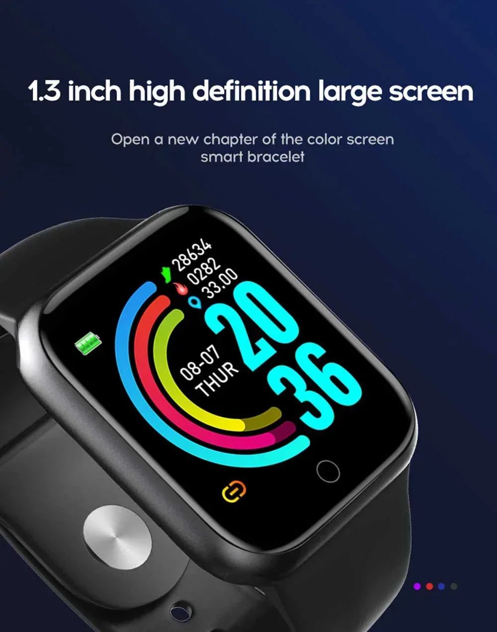 Smartwatch Y68 w/ Color Screen: Activity Tracker, Multi-Sport Mode, Step Counter, Notification Alert, Remote Music/Camera