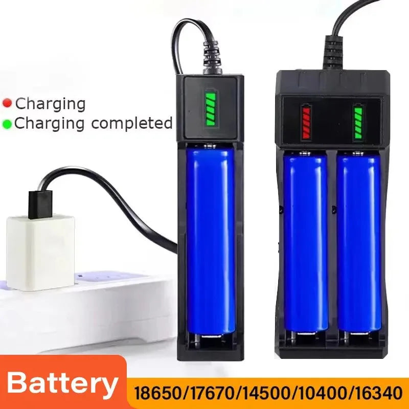 18650 Battery Charger 1/2/4 Slots Dual 18650 Charging 3.7V  Rechargeable Lithium Battery USB Charger For 16340 14500 18650