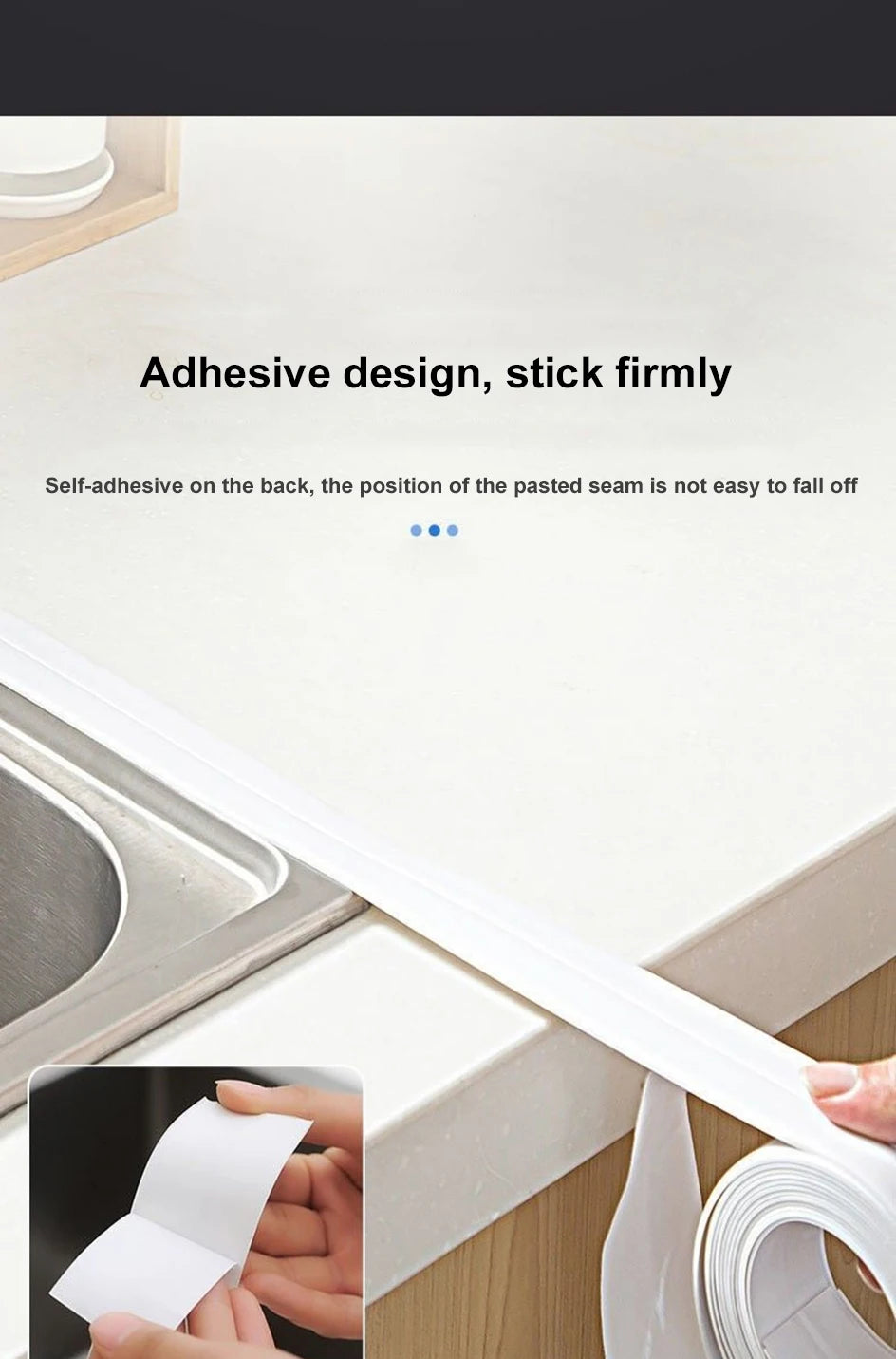 3.2M PVC Caulk Tape Self Adhesive Oil-Proof Kitchen Sink Edge Corner Wall Sticker  Bath Waterproof Toilet Sealing Strip Tape