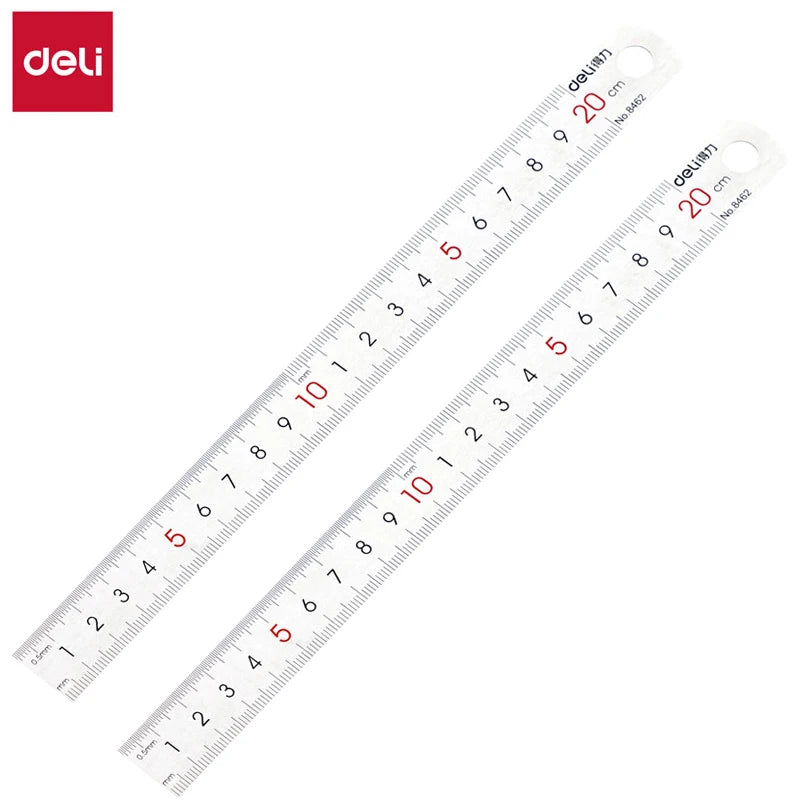 Deli Stainless Steel Ruler for Students And Woodworkers Straight Edge Measuring Tool for Drawing And Drafting 15/20/30/50cm