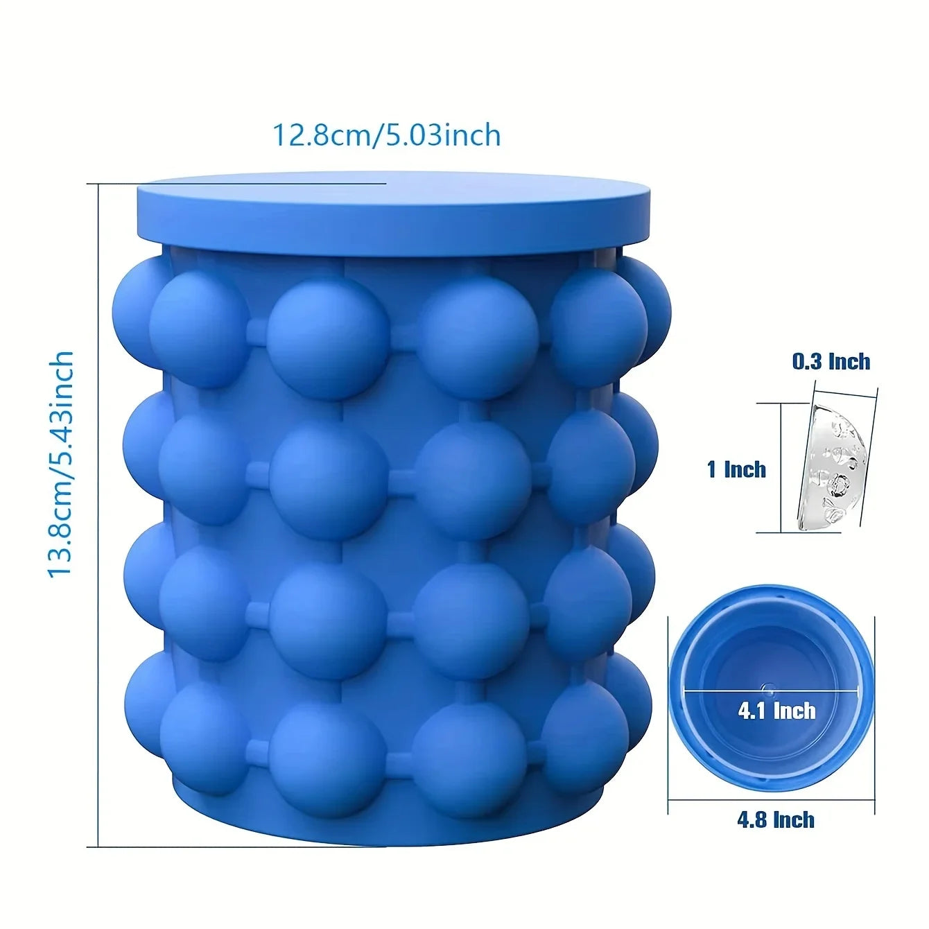 Large Silicone Ice Bucket with Lid, 2-in-1 Space Saving Ice Maker for Cocktail Wine Cooler Freeze Mold Barware Kitchen Tools