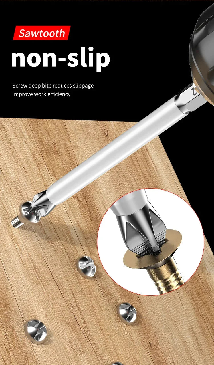 6 PCS Cross Screwdriver Head Strong Magnetic Anti Slip High Hardness Electric Screwdriver Tool Electric Drill Extended Hexagonal