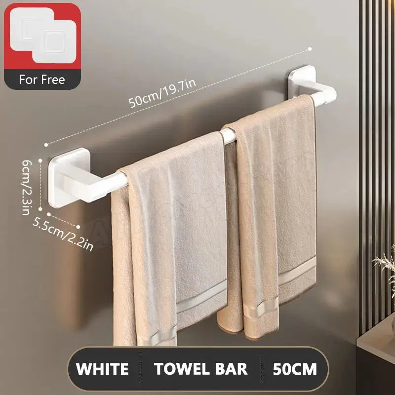 Self-adhesive Bathroom Towel Rack Wall Mounted Towel Rack Storage Rack No Drilling Horizontal Towel Bar Bathroom Corner Shelf