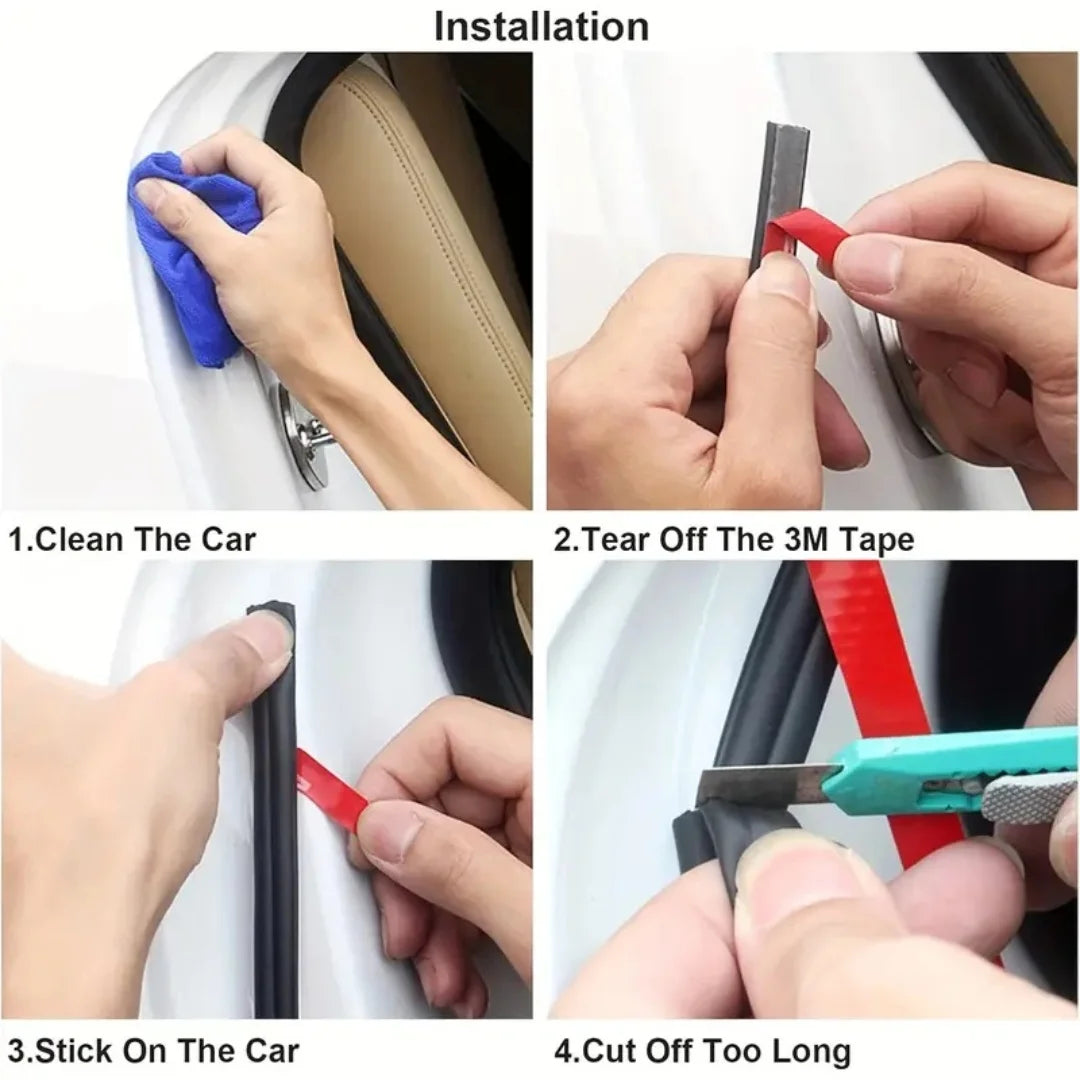 Car Door Seal Strips Sticker Weatherstrip Rubber B Shape Door Seals Sound Insulation Auto Door Sealant Automobiles Accessories
