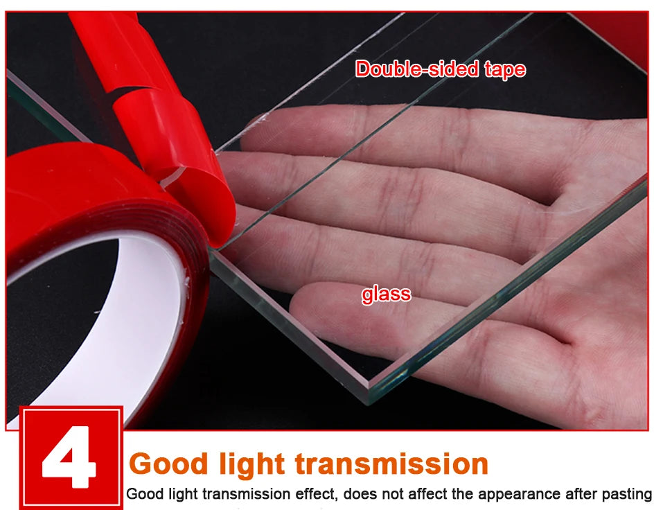 10M Double Sided Adhesive Tape Transparent Acrylic Waterproof Strong Mounting Tape Strip No Trace 5MM-35MM Width for Wall Decor