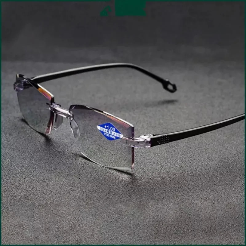 Intelligent Zoom Anti-blue Light Reading Glasses Frameless Cutting Edge Presbyopic Glasses Men and Women Presbyopic Glasses