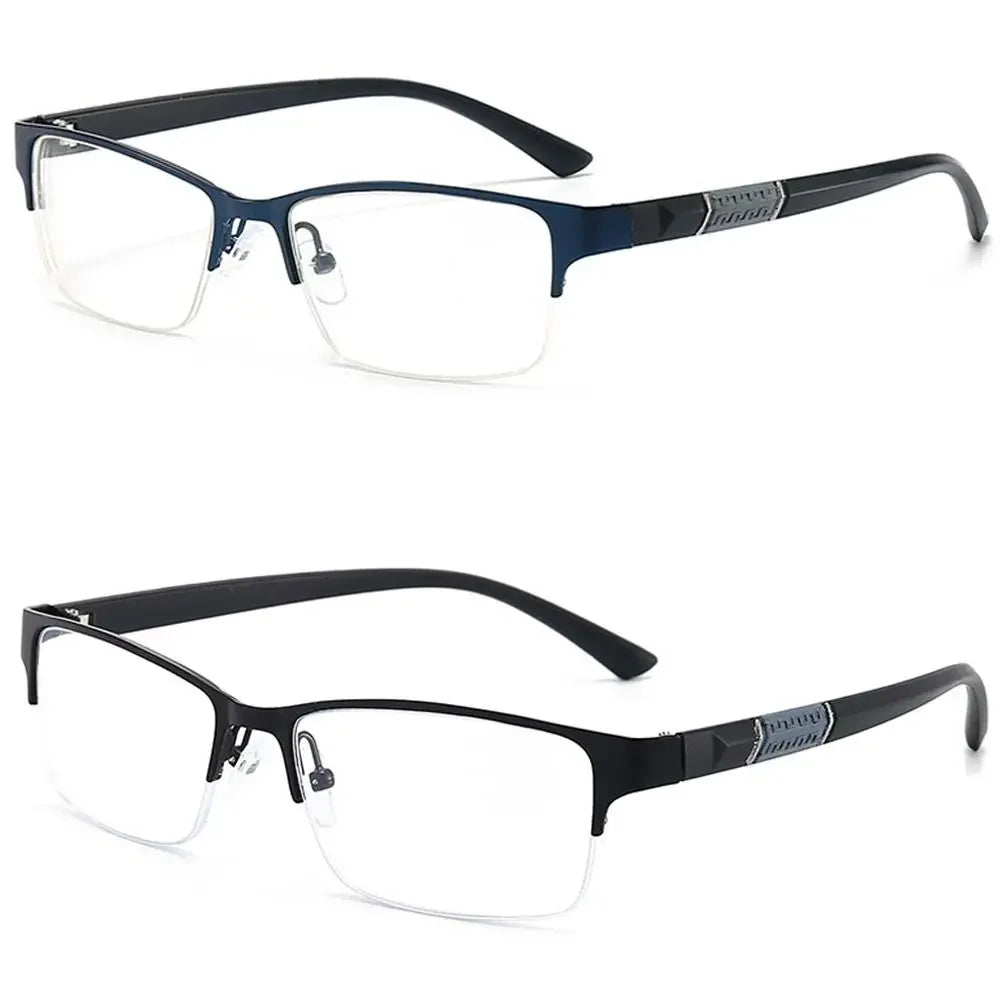 Glasses Men Anti-Blue Light Business Reading Glasses Vintage Half Frame Eye Protection Ultra Light Office Eyeglasses