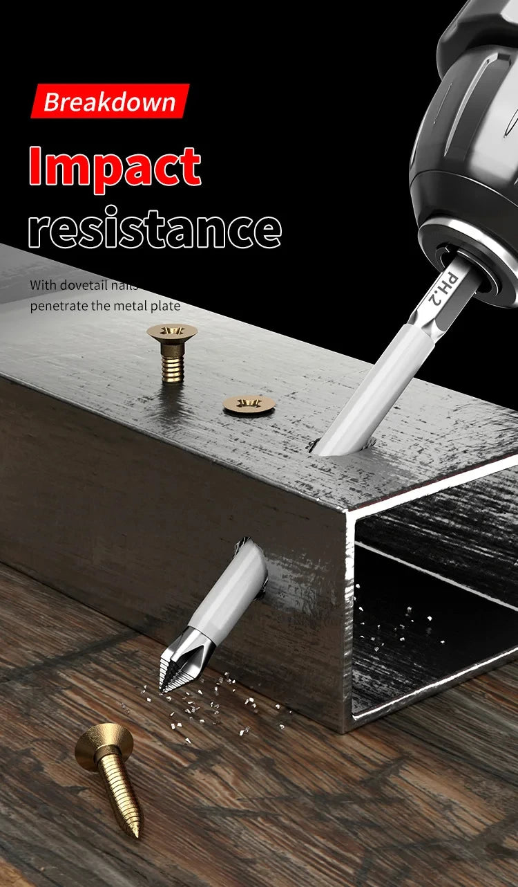 6 PCS Cross Screwdriver Head Strong Magnetic Anti Slip High Hardness Electric Screwdriver Tool Electric Drill Extended Hexagonal