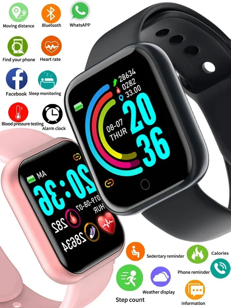 Smartwatch Y68 w/ Color Screen: Activity Tracker, Multi-Sport Mode, Step Counter, Notification Alert, Remote Music/Camera