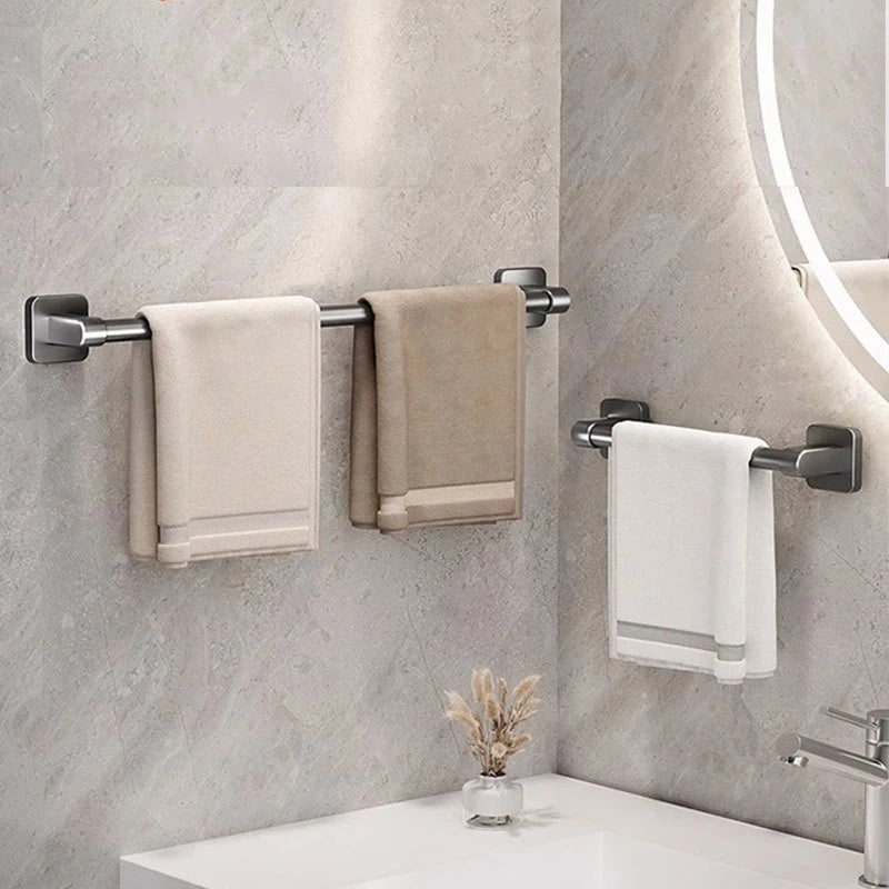Self-adhesive Bathroom Towel Rack Wall Mounted Towel Rack Storage Rack No Drilling Horizontal Towel Bar Bathroom Corner Shelf