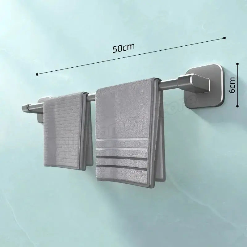 Self-adhesive Bathroom Towel Rack Wall Mounted Towel Rack Storage Rack No Drilling Horizontal Towel Bar Bathroom Corner Shelf