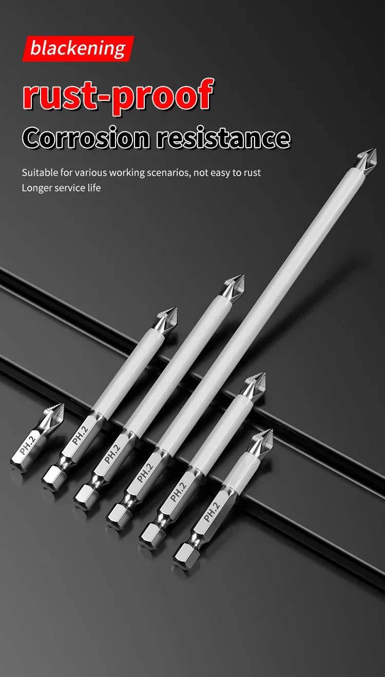 6 PCS Cross Screwdriver Head Strong Magnetic Anti Slip High Hardness Electric Screwdriver Tool Electric Drill Extended Hexagonal