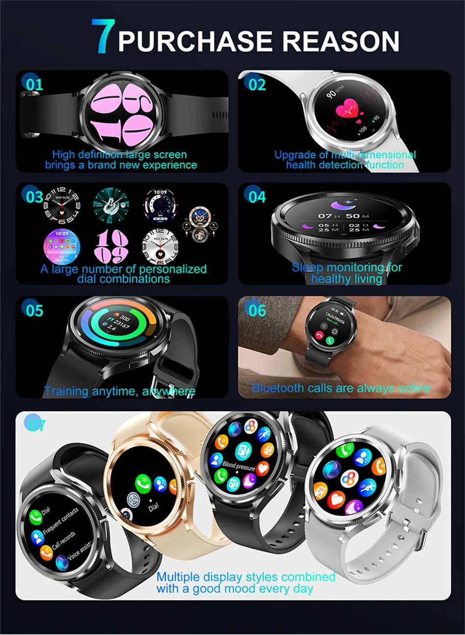 2025 New Smart Watch 6 Classic Smart Watch Fashion Men Sports Fitness Waterproof Heart Rate AMOLED HD Bluetooth Call Smartwatch