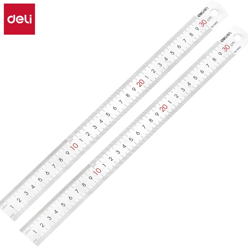 Deli Stainless Steel Ruler for Students And Woodworkers Straight Edge Measuring Tool for Drawing And Drafting 15/20/30/50cm