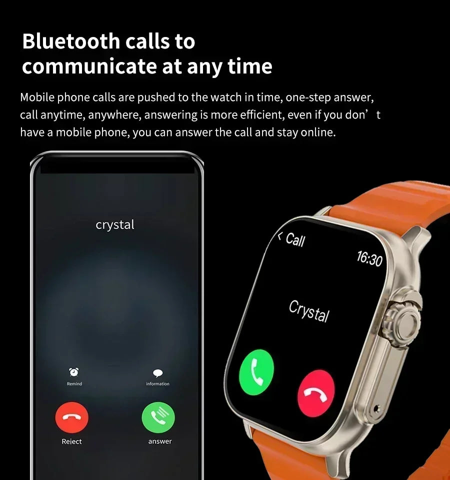 Smart Watch with Full Touch HD Screen 2.08" 49mm NFC Support Magnetic Charging Bluetooth Calling Health & Fitness Tra