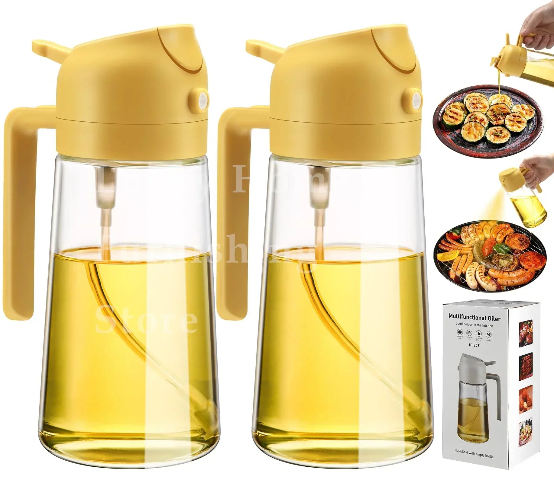 2pc Oil Sprayer Spray for 2 in 1 500ml Oil Sprayer & Pourer Plastic Spray Bottle Kitchen Gadget Sets Accessories for Camping BBQ