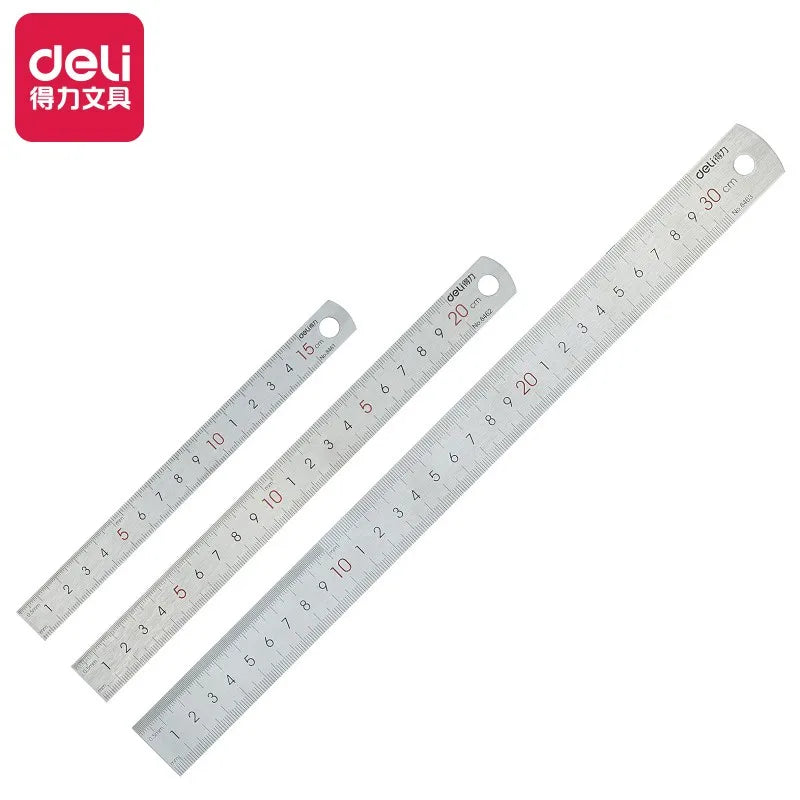 Deli Stainless Steel Ruler for Students And Woodworkers Straight Edge Measuring Tool for Drawing And Drafting 15/20/30/50cm