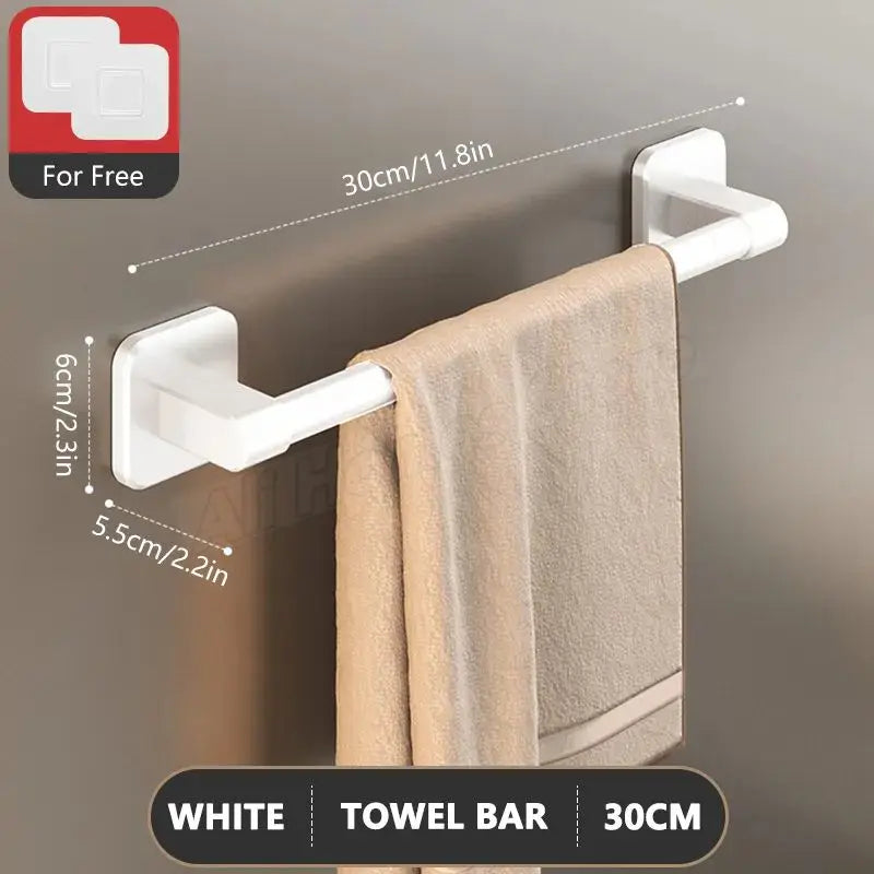 Self-adhesive Bathroom Towel Rack Wall Mounted Towel Rack Storage Rack No Drilling Horizontal Towel Bar Bathroom Corner Shelf