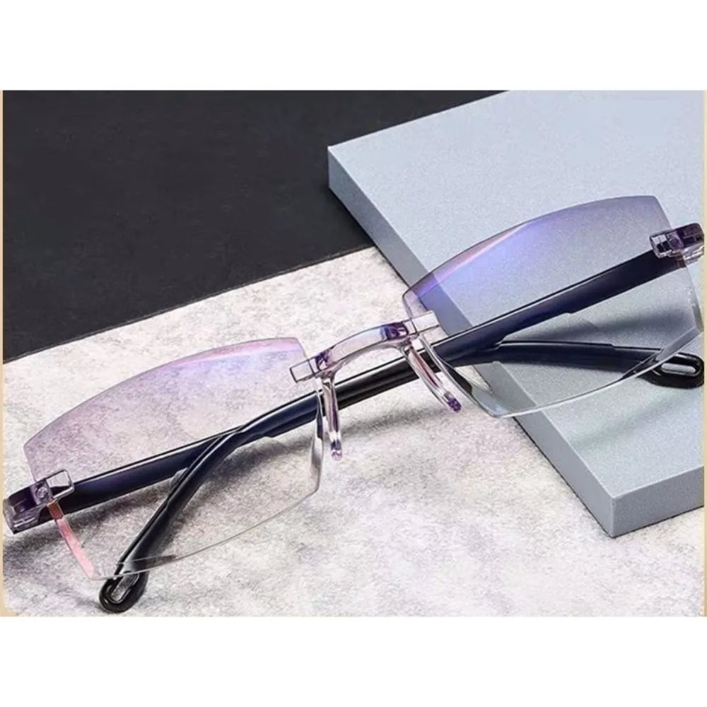 Intelligent Zoom Anti-blue Light Reading Glasses Frameless Cutting Edge Presbyopic Glasses Men and Women Presbyopic Glasses