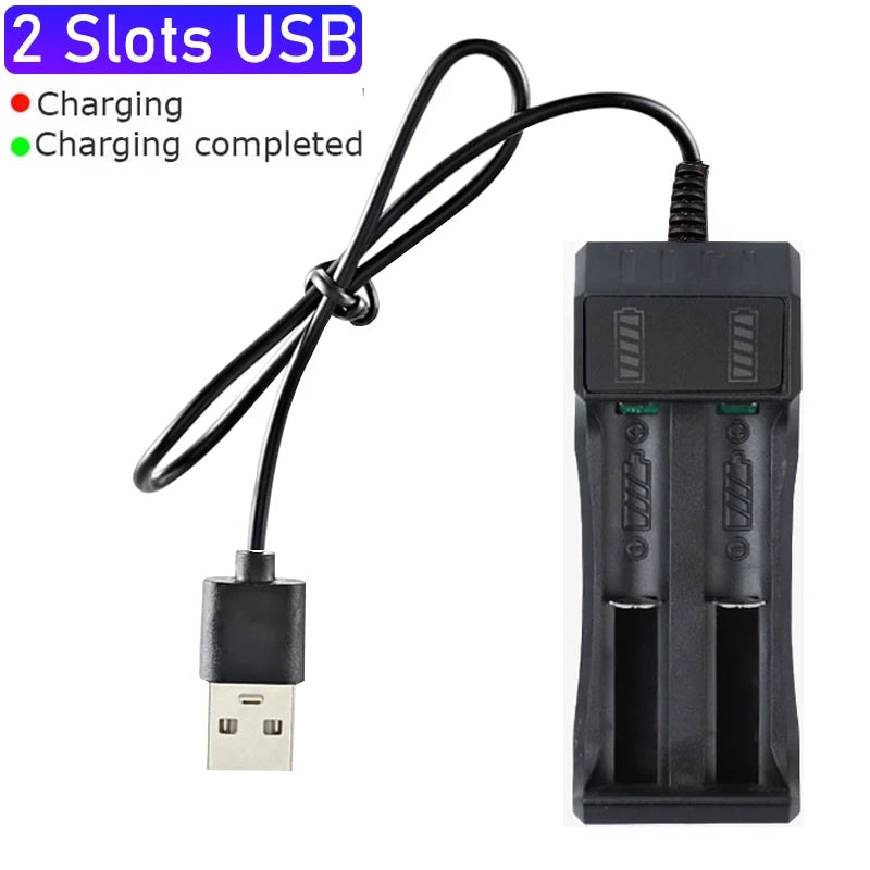 18650 Battery Charger 1/2/4 Slots Dual 18650 Charging 3.7V  Rechargeable Lithium Battery USB Charger For 16340 14500 18650